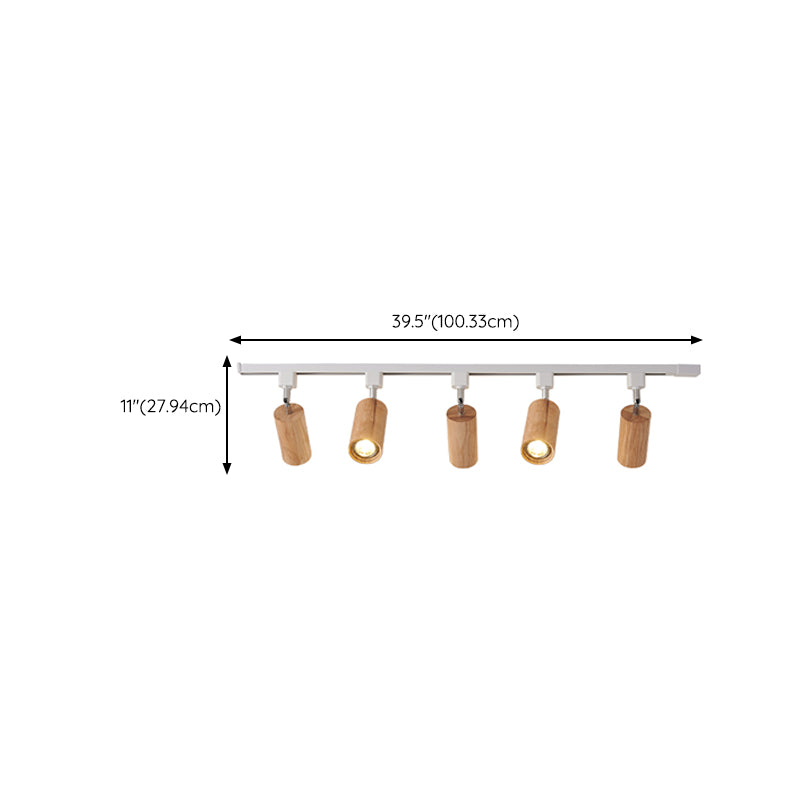 Modernism Ceiling Track Light Wood and Iron Multi - Head Ceiling Semi Flush