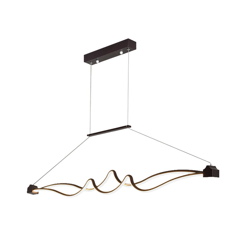 1 Light LED Office Chandelier with Symmetrical Acrylic Shade Brown Ceiling Pendant over Table in Warm/White/Natural Light