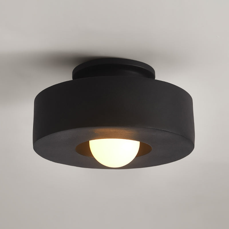 LED Modern Ceiling Flush in Black / Green / Red Drum 1 - Light Ceiling Mount