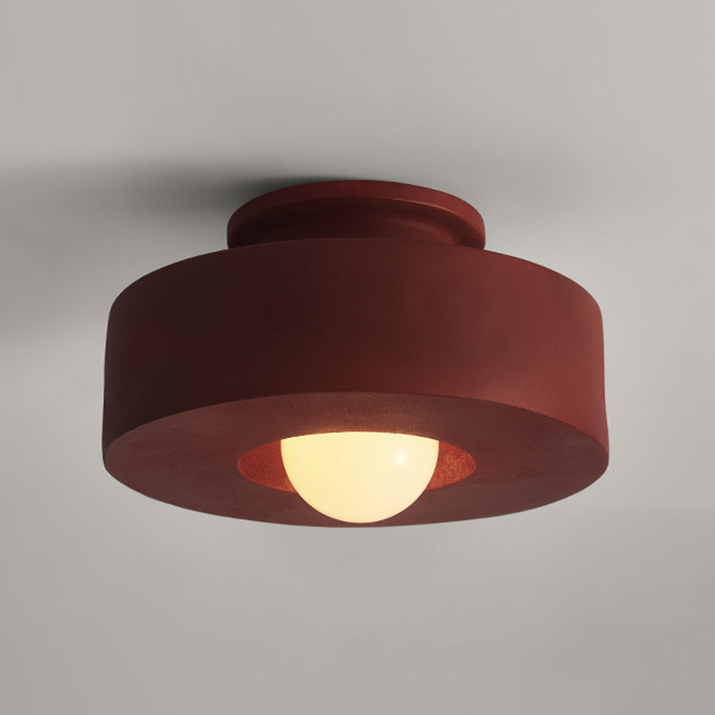 LED Modern Ceiling Flush in Black / Green / Red Drum 1 - Light Ceiling Mount