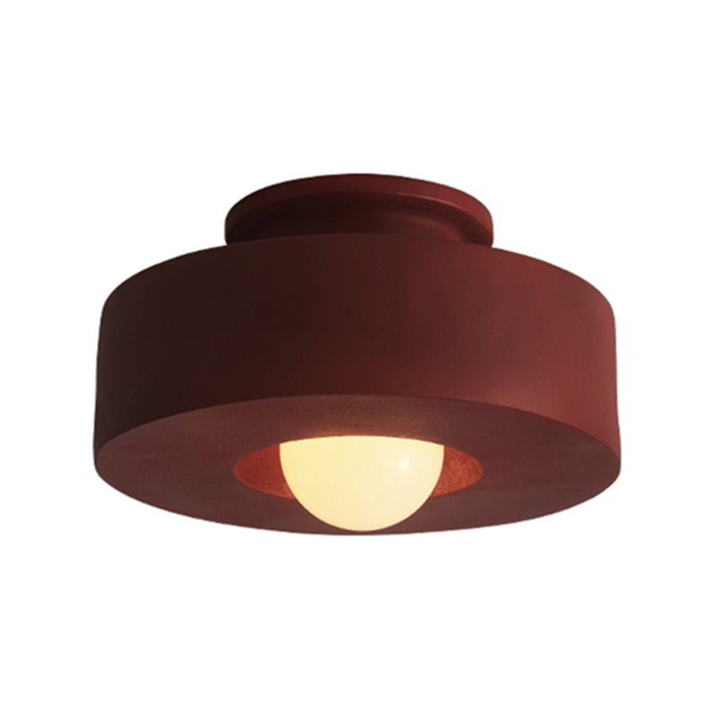 LED Modern Ceiling Flush in Black / Green / Red Drum 1 - Light Ceiling Mount