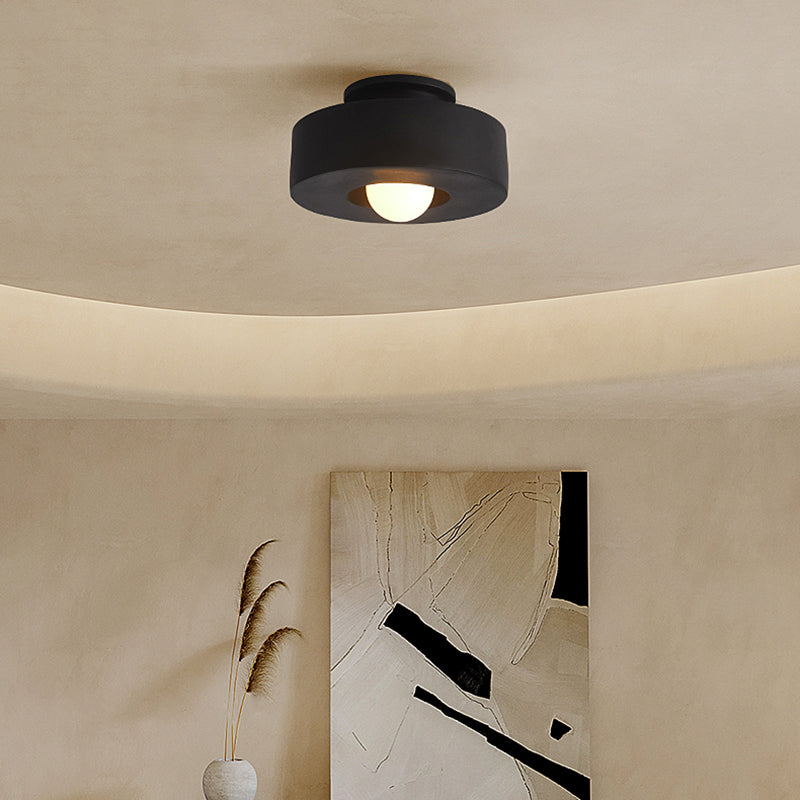 LED Modern Ceiling Flush in Black / Green / Red Drum 1 - Light Ceiling Mount