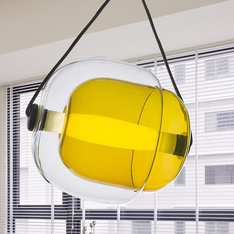 Luz de colgante en forma de caramelo lámpara de techo colgante LED moderno 1 en gris/amarillo/púrpura con cordón