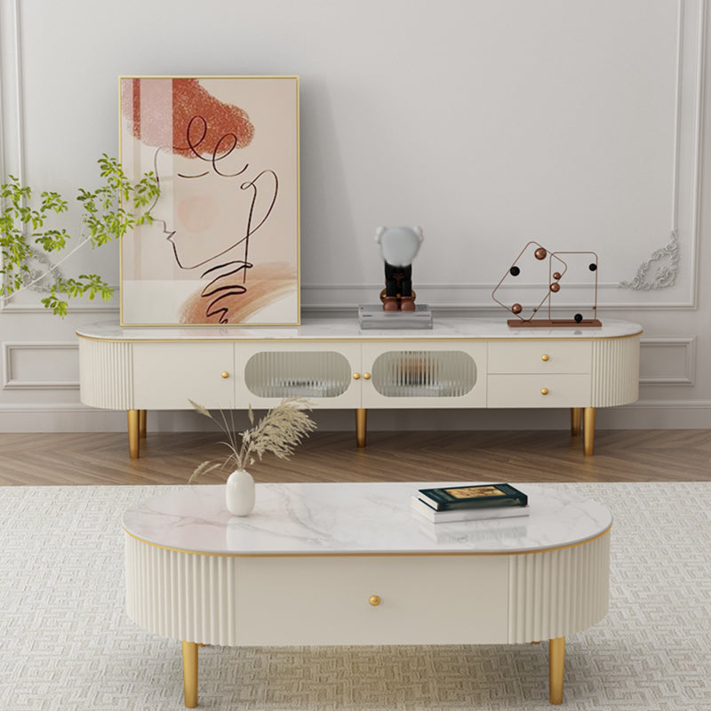 Stone TV Media Console Modern Media Console TV Stand with Drawers