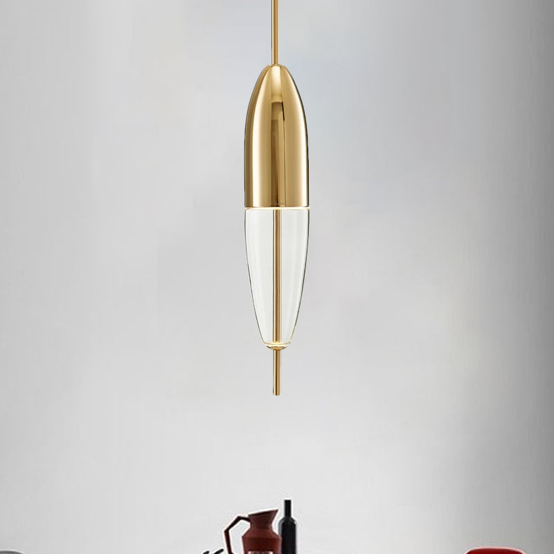 Elipsoidal/cono/Long Cónselo Lucina colgante de vidrio transparente LED Posmodernista Gold/Blue Hanging Light Kit en luz blanca/cálida