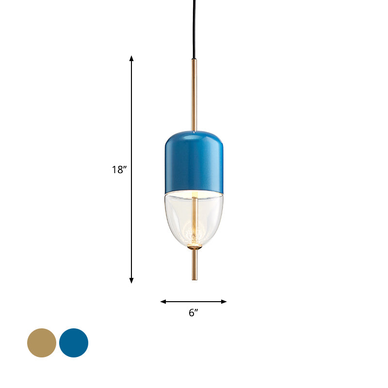 Elipsoidal/cono/Long Cónselo Lucina colgante de vidrio transparente LED Posmodernista Gold/Blue Hanging Light Kit en luz blanca/cálida