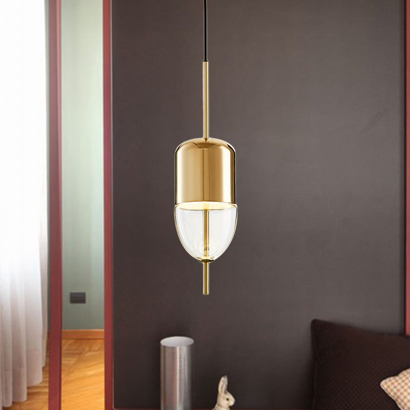 Elipsoidal/cono/Long Cónselo Lucina colgante de vidrio transparente LED Posmodernista Gold/Blue Hanging Light Kit en luz blanca/cálida