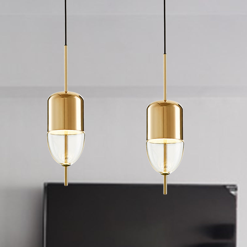 Elipsoidal/cono/Long Cónselo Lucina colgante de vidrio transparente LED Posmodernista Gold/Blue Hanging Light Kit en luz blanca/cálida