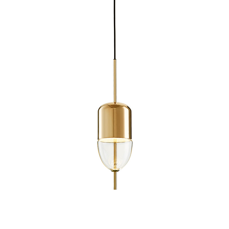Elipsoidal/cono/Long Cónselo Lucina colgante de vidrio transparente LED Posmodernista Gold/Blue Hanging Light Kit en luz blanca/cálida