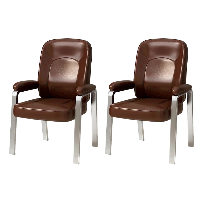 Modern Office Chair No Wheels Leather Desk Chair for Meeting Room