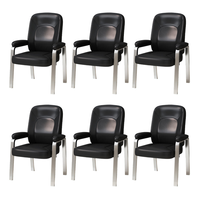 Modern Office Chair No Wheels Leather Desk Chair for Meeting Room