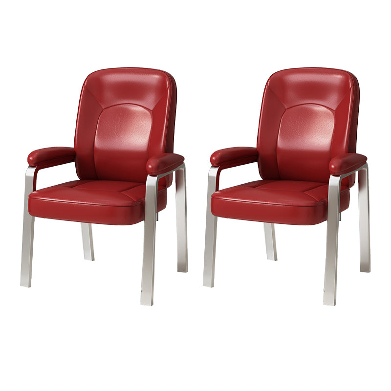 Modern Office Chair No Wheels Leather Desk Chair for Meeting Room