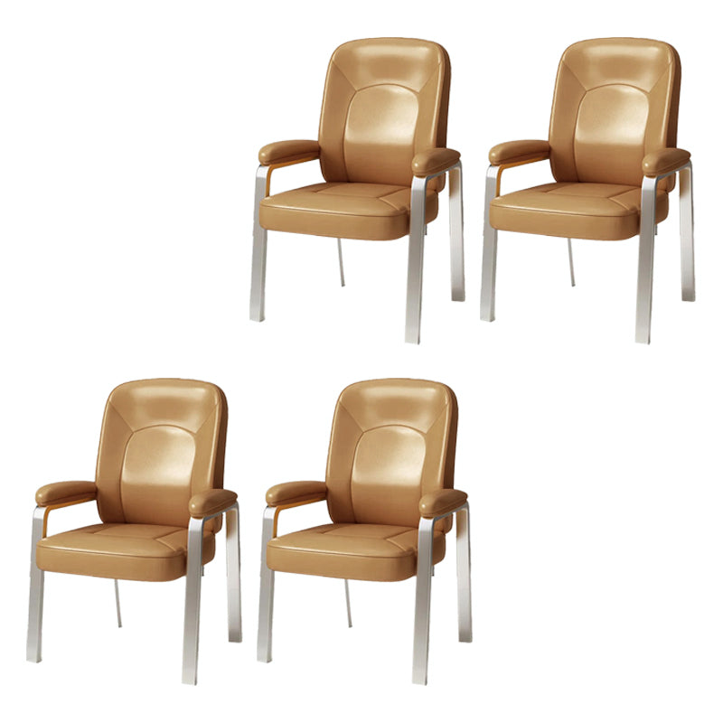 Modern Office Chair No Wheels Leather Desk Chair for Meeting Room