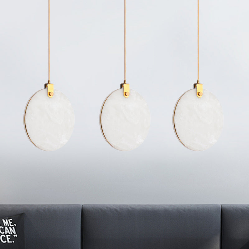 8"/10"/12" Wide White Glass Round Pendant Lamp Post-Modern Led Hanging Light Fixture in White/Warm Light