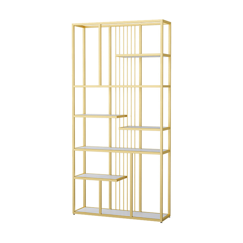 Metal Bookshelf Etagere Contemporary Open Back Bookcase with Shelves