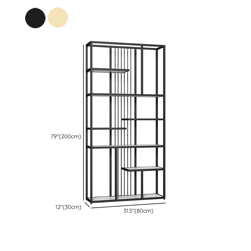 Metal Bookshelf Etagere Contemporary Open Back Bookcase with Shelves