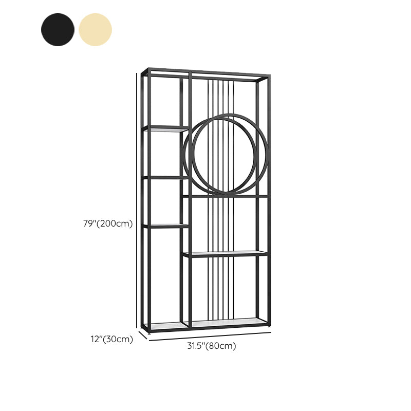 Metal Bookshelf Etagere Contemporary Open Back Bookcase with Shelves