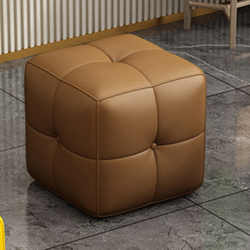 Contemporary Home Rectangular Ottoman Leather Foot Stool without Legs