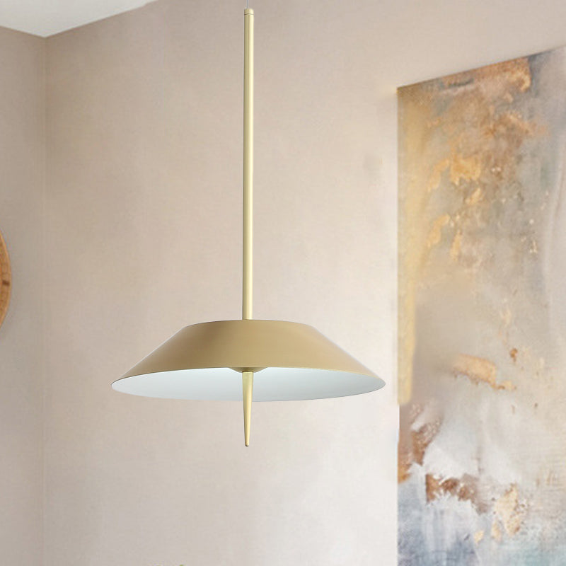 Negro/blanco/dorado medio cónico colgante colgante de colgante simple suspensión de hierro led luz en luz cálida/blanca