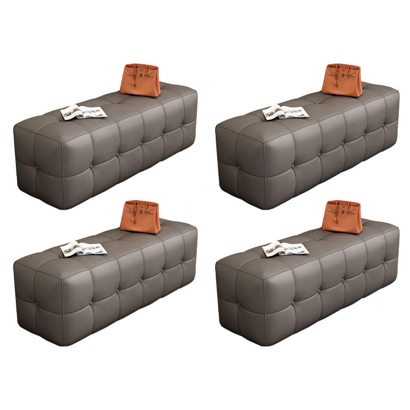 Contemporary Home Rectangular Ottoman Leather Foot Stool without Legs
