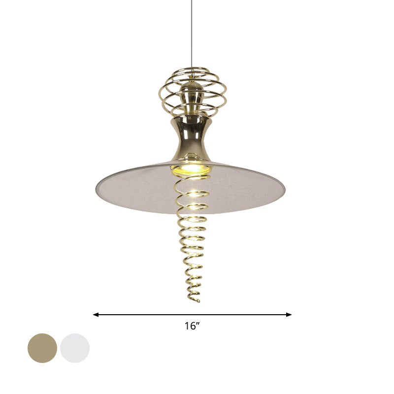 Lámpara colgante en espiral con tono acampanado moderno metal moderno 1 luz cromada/oro sala de estar luz colgante
