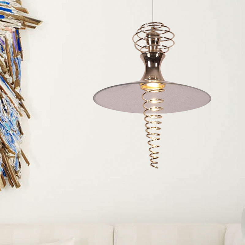 Lámpara colgante en espiral con tono acampanado moderno metal moderno 1 luz cromada/oro sala de estar luz colgante