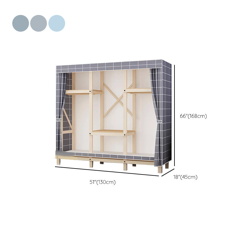 Solid Pine Wood Frame Wardrobe Armoire Contemporary Multifunctional Wardrobe
