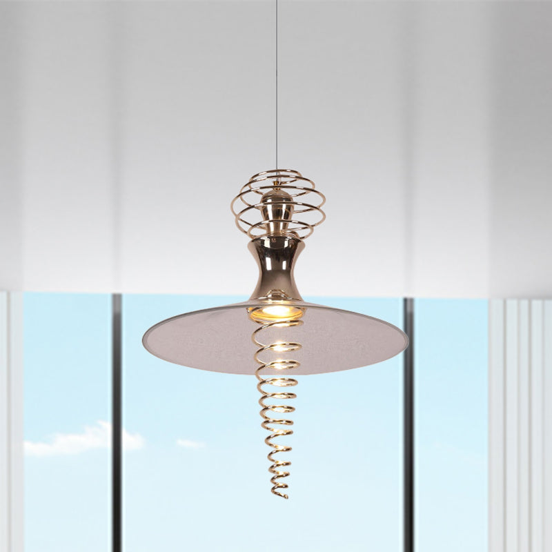 Lámpara colgante en espiral con tono acampanado moderno metal moderno 1 luz cromada/oro sala de estar luz colgante