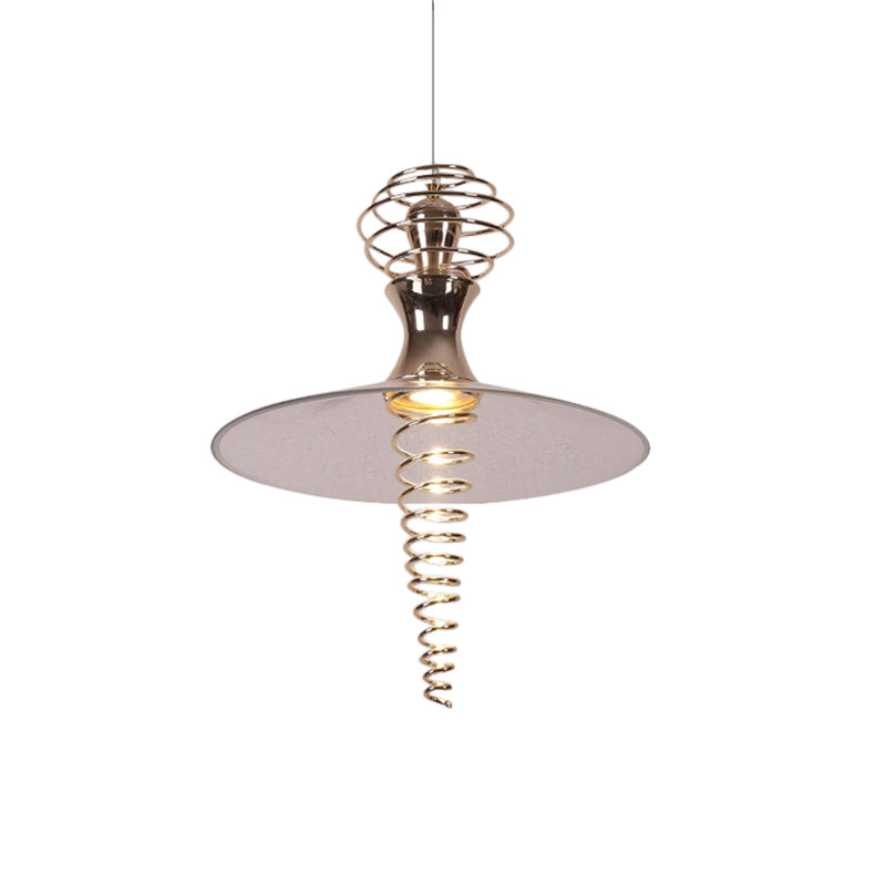 Lampe suspendue en spirale avec une nuance évasée Creative Metal moderne 1 Light Chrome / Gold Living Room Pendant Light