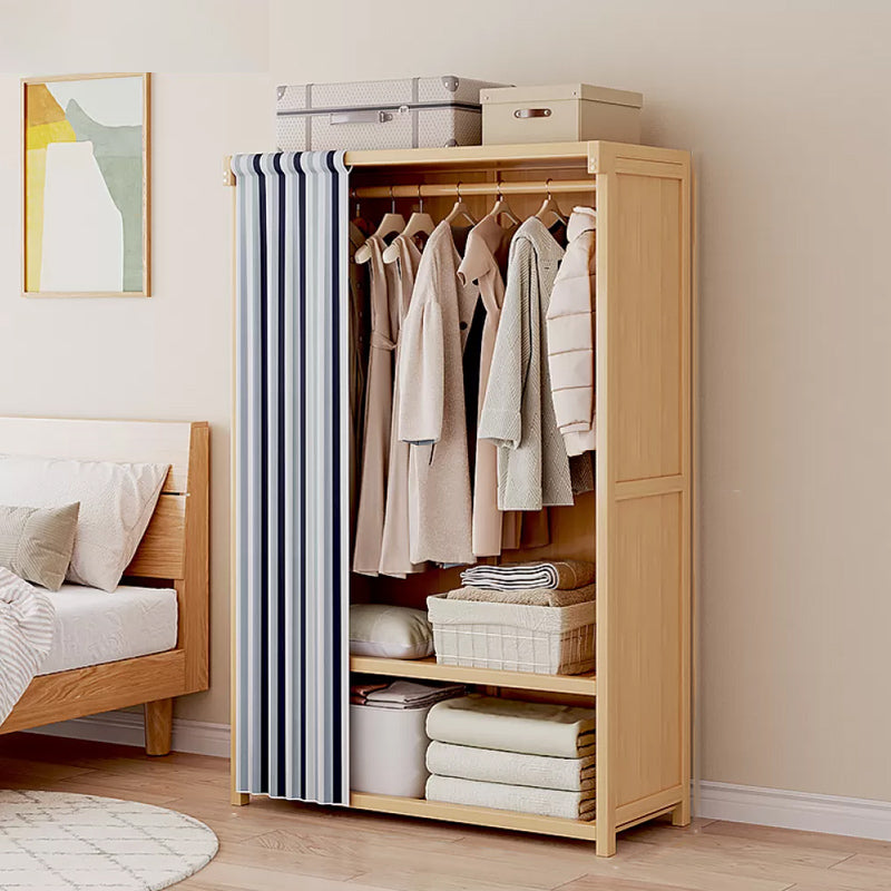 Engineered Wood Armoire Modern Natural Finish Wardrobe Closet with Garment Rod