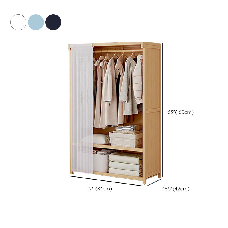 Engineered Wood Armoire Modern Natural Finish Wardrobe Closet with Garment Rod