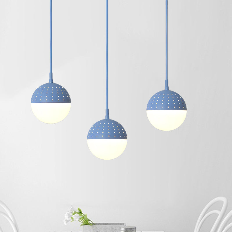 Globe/Ellipse -Suspension Licht mit opalweißem Glasschatten Metall Nordisch 1 helles schwarz/weiß/rosa hängende Anhänger Licht für Schlafzimmer