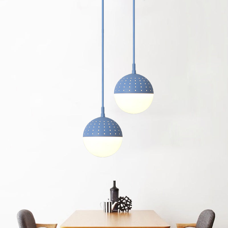 Globe/Ellipse -Suspension Licht mit opalweißem Glasschatten Metall Nordisch 1 helles schwarz/weiß/rosa hängende Anhänger Licht für Schlafzimmer