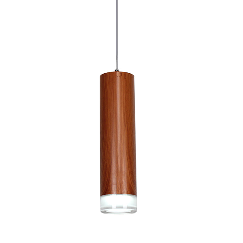 Kit de luz colgante de 11 "/19"/27 "H con tono de grano de madera Mínimo Metal Single Head Brown Hallway Led Costil de techo Luz en cálido/blanco
