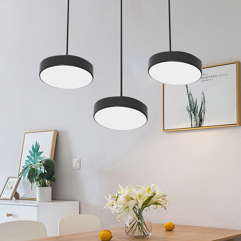 Round/Squared Hanging Ceiling Light Contemporary Metal LED Black/White Pendant Lighting with Round/Linear Canopy
