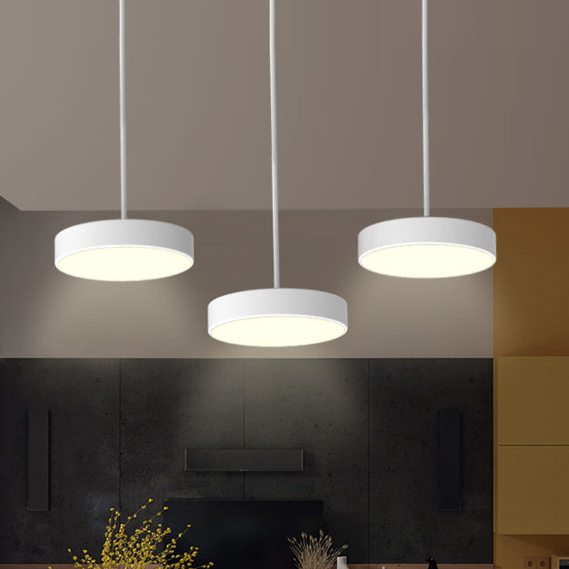 Round/Squared Hanging Ceiling Light Contemporary Metal LED Black/White Pendant Lighting with Round/Linear Canopy