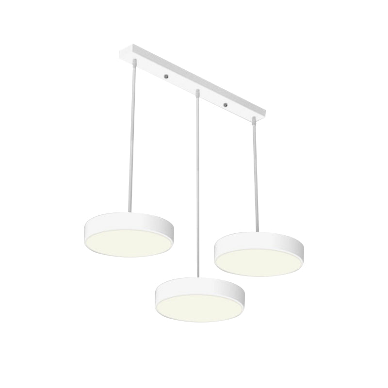 Round/Squared Hanging Ceiling Light Contemporary Metal LED Black/White Pendant Lighting with Round/Linear Canopy