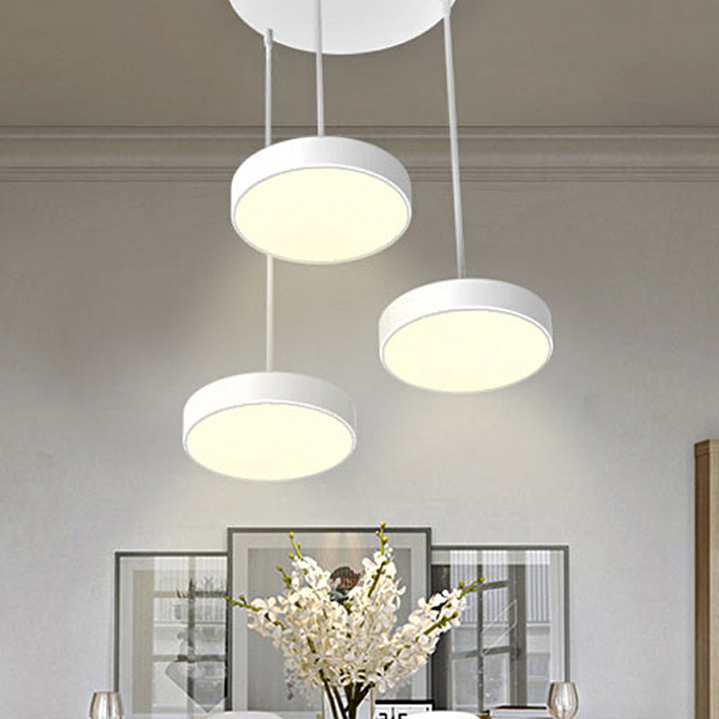 Round/Squared Hanging Ceiling Light Contemporary Metal LED Black/White Pendant Lighting with Round/Linear Canopy