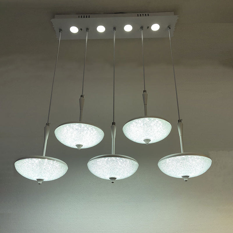 Ombre parapluie Multi Pendant Light Modern Style Crystal 5 lumières blanches Lumière suspendue pour la salle à manger de cuisine