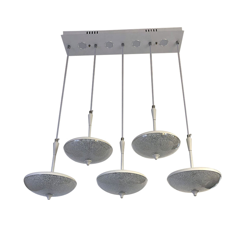 Ombre parapluie Multi Pendant Light Modern Style Crystal 5 lumières blanches Lumière suspendue pour la salle à manger de cuisine