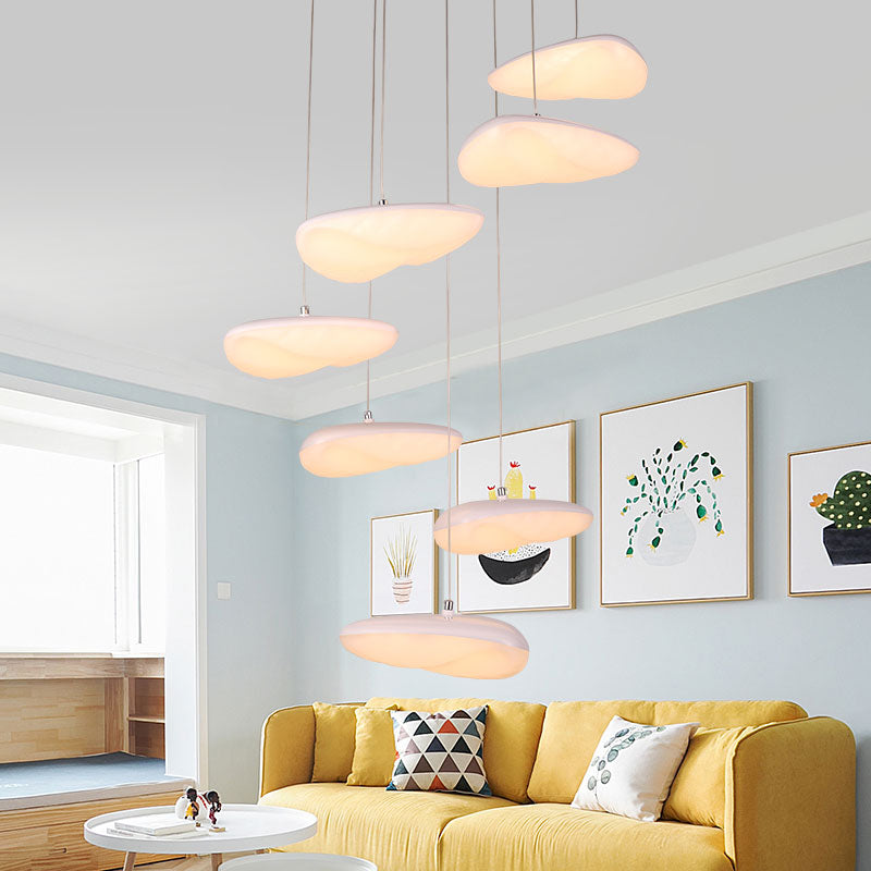 Iluminación geométrica blanca Simplicidad 3/7 cabezas LED Metal Kit de luz colgante con dosel redondo/lineal