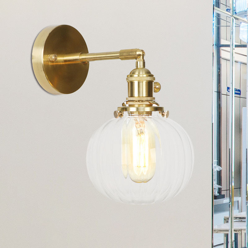 Klare Glas Globus Wandlampe Rotatierbar Vintage Ein Wandleuchte in Gold für Veranda