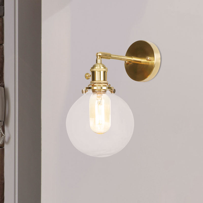 Spherical Wall Sconce Light 1 Light Clear Glass Shade Industrial Wall Lamp Light for Porch