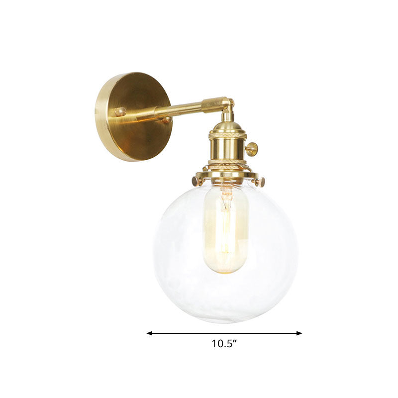 Spherical Wall Sconce Light 1 Light Clear Glass Shade Industrial Wall Lamp Light for Porch