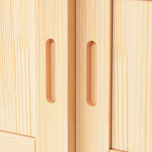 Natural Pine Solid Wood Wardrobe Freestanding Wardrobe with Sliding Doors