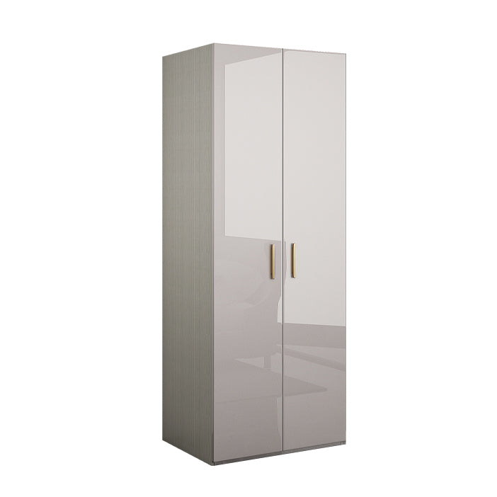 Engineered Wood Armoire Modern Mirrored Grey Wardrobe Closet with Garment Rod