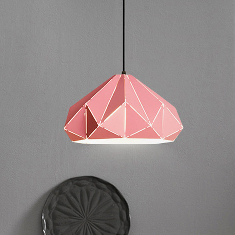 Origami Metal Hanging Pendant Light Contemporary 1 Light Blue/Pink/Yellow Ceiling Light