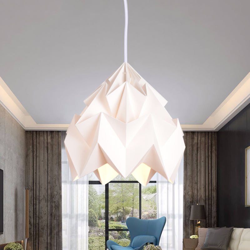 Origami Ceiling Pendant Light Macaron Paper 9.5"/15" Dia 1 Light Pink/White/Green Hanging Lamp Kit