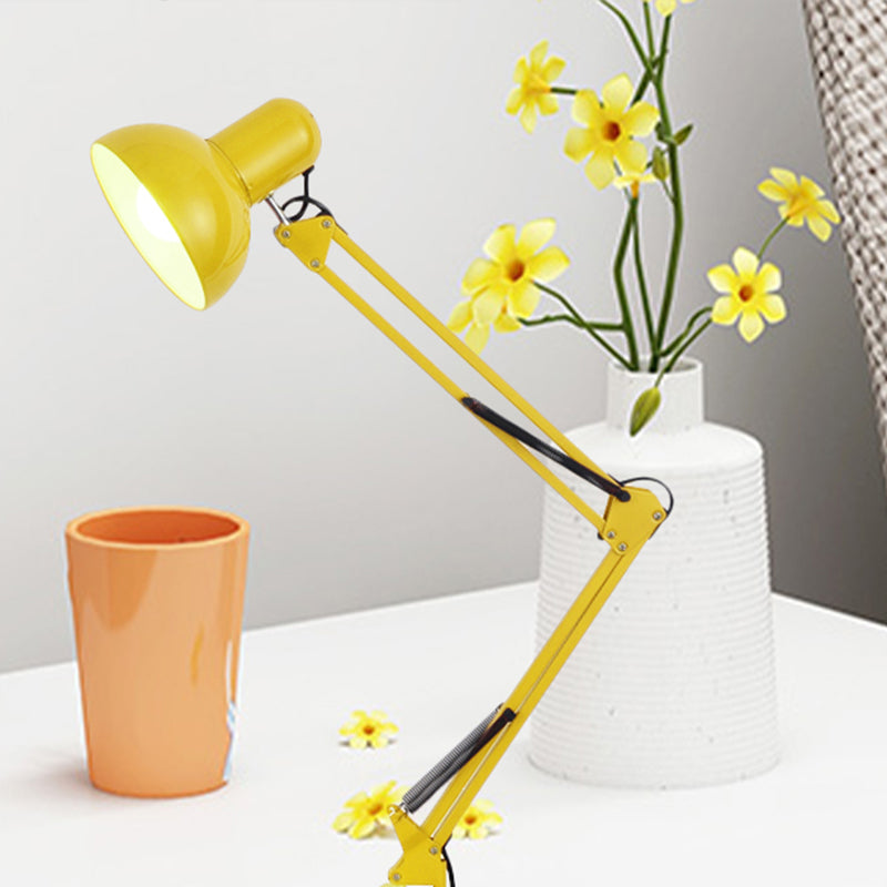 Modern Stylish 1 Bulb Desk Lamp with Metal Shade Black/White Adjustable Domed Reading Book Light for Bedroom
