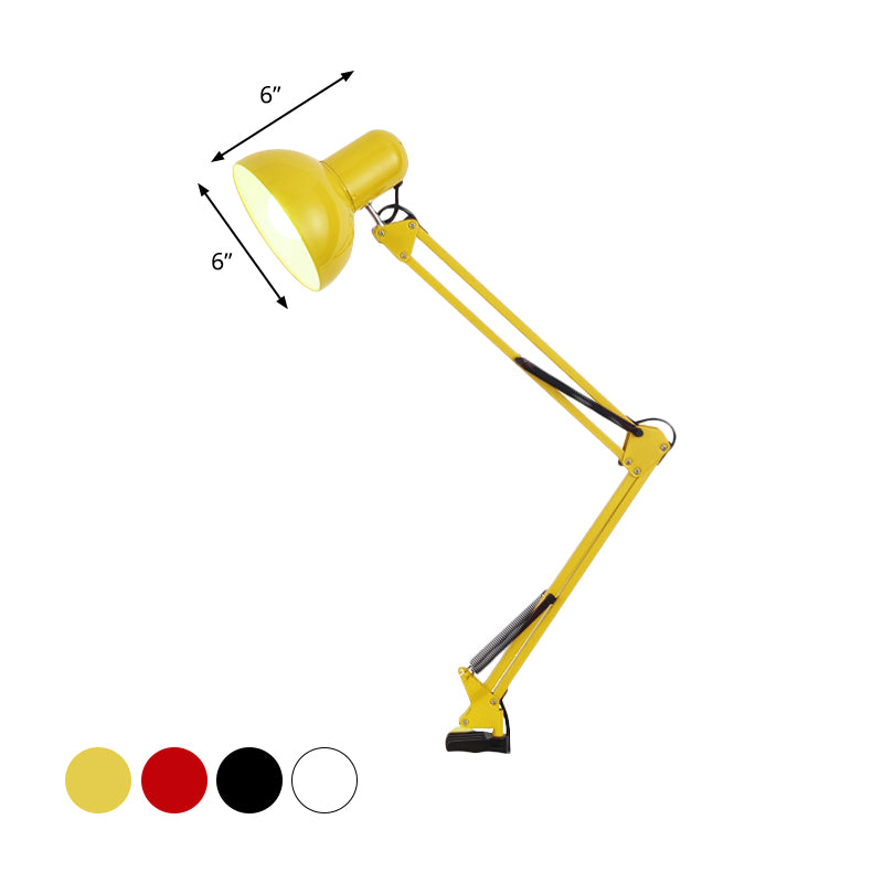 Modern Stylish 1 Bulb Desk Lamp with Metal Shade Black/White Adjustable Domed Reading Book Light for Bedroom